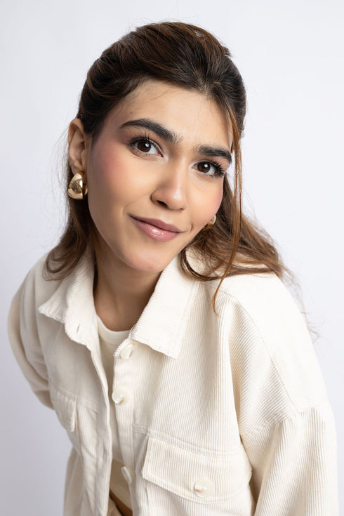 The Ivory Corduroy Oversized Shacket